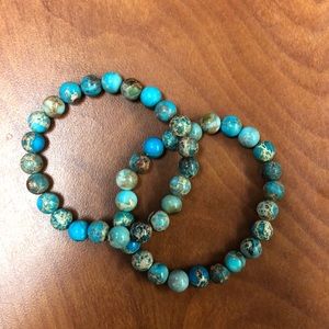 Two beaded turquoise bracelets